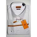 Enzo Tovare Men's White Tonal Stripe French Cuff Dress Shirt