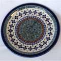 Ceramic Stoneware Blue and Orange 10.75-inch Dinner Plate (Poland)