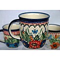 Z.C Boleslawiec Stoneware 12-oz Flowers and Butterfly Mug (Poland)