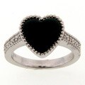 Meredith Leigh Sterling Silver Heart-cut Onyx Ring