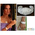 Sterling Silver 'Filigree Wild Rose' Cuff Bracelet (Indonesia)