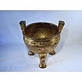 Ancient Chinese 10.5-inch Ding Gold Handcrafted Vessel Vase