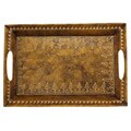 Wrought Iron Hand-painted and Embossed Decorative Tray (India)