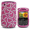 Premium BlackBerry 8520/ 8530/ 9300 Pink Silver Heart Rhinestone Case