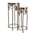 News and reviews on Wrought Iron Curled Foot table Lamp Set of 2 Iron South Beach Shell Leaf Marble-top Side Tables (China)