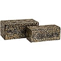 Set of 2 Kikar Wood and Glass Regent Sequoia Rectangle Boxes