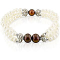 Brown, Grey and White Freshwater Pearl 3-strand Stretch Bracelet (4-9 mm)