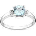 Sterling Silver Blue Topaz and Diamond Accent Ring