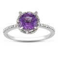 Sterling Silver Amethyst and Diamond Accent Fashion Ring