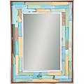 Recycled Boatwood Ratana Blocks Framed Mirror (Thailand)