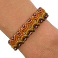 Glass and Crystal Bead Corina Caramel Cognac Bracelet (Guatemala)