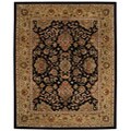 Handmade Delhi Black Border New Zealand Wool Rug (9' x 12')