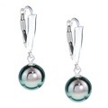 Sterling Silver Tahitian Pearl Dangle Earrings (8-9 mm)