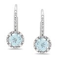 Sterling Silver Aquamarine and Diamond Accent Earrings
