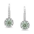 Sterling Silver Green Amethyst and Diamond Accent Earrings