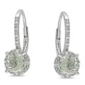 Sterling Silver Green Amethyst and Diamond Accent Earrings