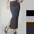 Tabeez Women's Fold-over Waist Stretch Maxi Skirt