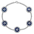 14k White Gold 1 1/4ct TDW Diamond and Sapphire Evil Eye Bracelet (J, I2)
