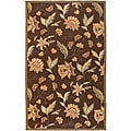 Hand-hooked Bliss Brown/ Green Floral Rug (9' x 12')
