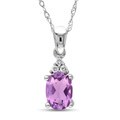 10k White Gold Amethyst and Diamond Accent Necklace