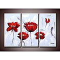 'Red Flower 284' 3-piece Gallery-wrapped Canvas Art Set