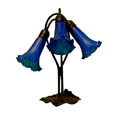 Indoor 3-way Bronze Lily Blue Table Lamp