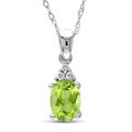 10k White Gold Peridot and Diamond Accent Necklace