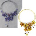 Lapis/ Black Onyx and Pearl Cluster Choker (4-10 mm) (Thailand)