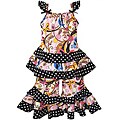 Ann Loren Girl's Pink/ Black Ruffles Shirt and Capri Set