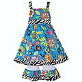 Ann Loren Girl's Tropical Floral Dress and Capri Set