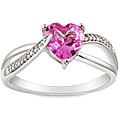 Sterling Silver Created Pink Sapphire and Diamond Accent Ring