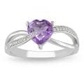 Sterling Silver Amethyst and Diamond Accent Heart Ring