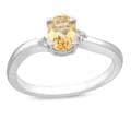Sterling Silver Oval Citrine and Diamond Accent Ring