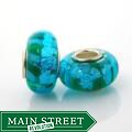 Bleek2Sheek Murano-inspired Glass Aqua Blue Foil Charm Beads (set of 2)