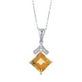 14k White Gold Citrine and Diamond Accent Necklace