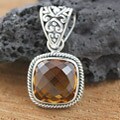 Sterling Silver and Citrine Square Pendant (Indonesia)
