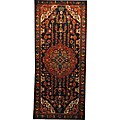 Persian Hand-knotted Hamadan Navy/ Blue Wool Rug (4'8 x 10'9)
