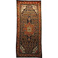 Persian Hand-knotted Hamadan Navy/ Red Wool Rug (5' x 11'2)
