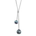 Pearls For You Sterling Silver Tahitian Pearl Lariat Necklace (8-11 mm)