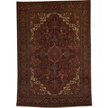Persian Hand-knotted Heriz Burgundy/ Ivory Wool Rug (6'9 x 9'7)