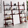 Cherry Leaning Ladder 3-piece Shelf