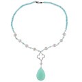 Zoe B Sterling Silver Chalcedony, Apatite and Pearl Necklace (4.5-6 mm)