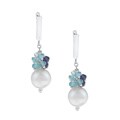 Zoe B Sterling Silver Pearl and Multi-gemstone Dangle Earrings (9-10 mm)