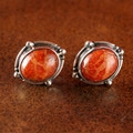Sterling Silver Sponge Coral Post Earrings (Thailand)