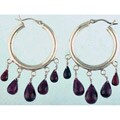 Sterling Silver Ruby Hoop Earrings (India)