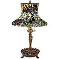 Tiffany-style Bronze Dragonfly Frolic Table Lamp
