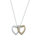 Two-tone Created Stone 'Love' Charm Necklace