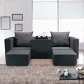 Duplex 3-seat Black/ Charcoal Versatile Foam Sofa