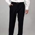 Luca Bertoni Men's Solid Black Wool Dress Pants