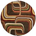 Hand-tufted Brown Contemporary Geometric Square Mayflower Wool Rug (4' Round)